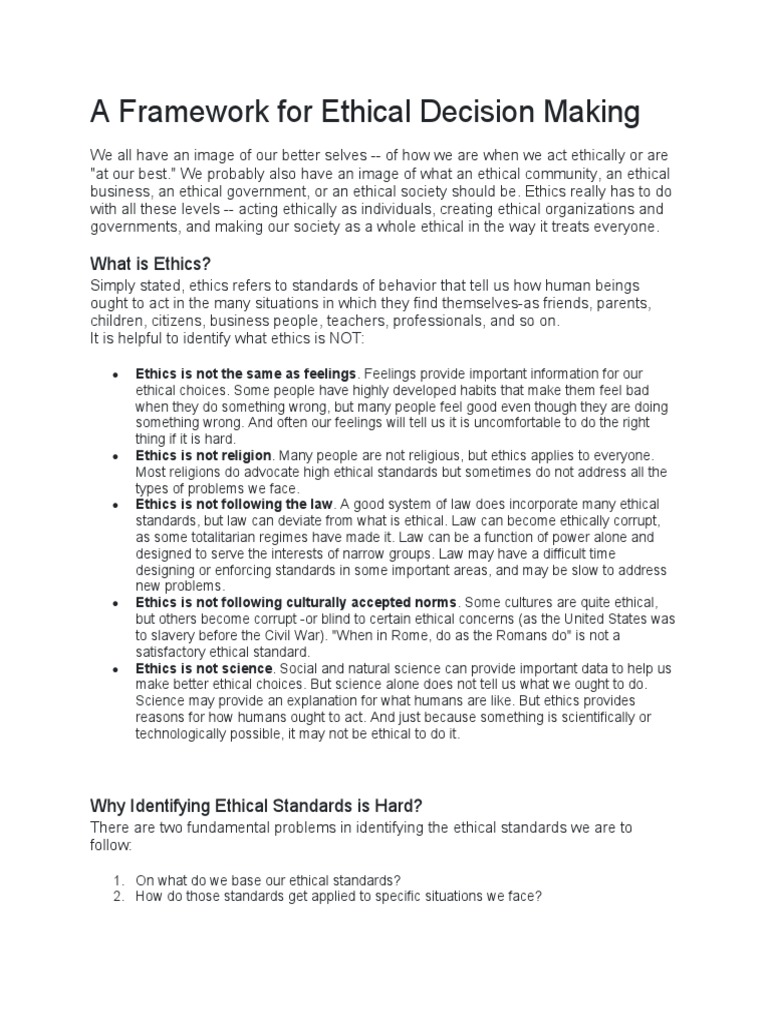 Ethical Decision-Making Framework | PDF | Rights | Virtue