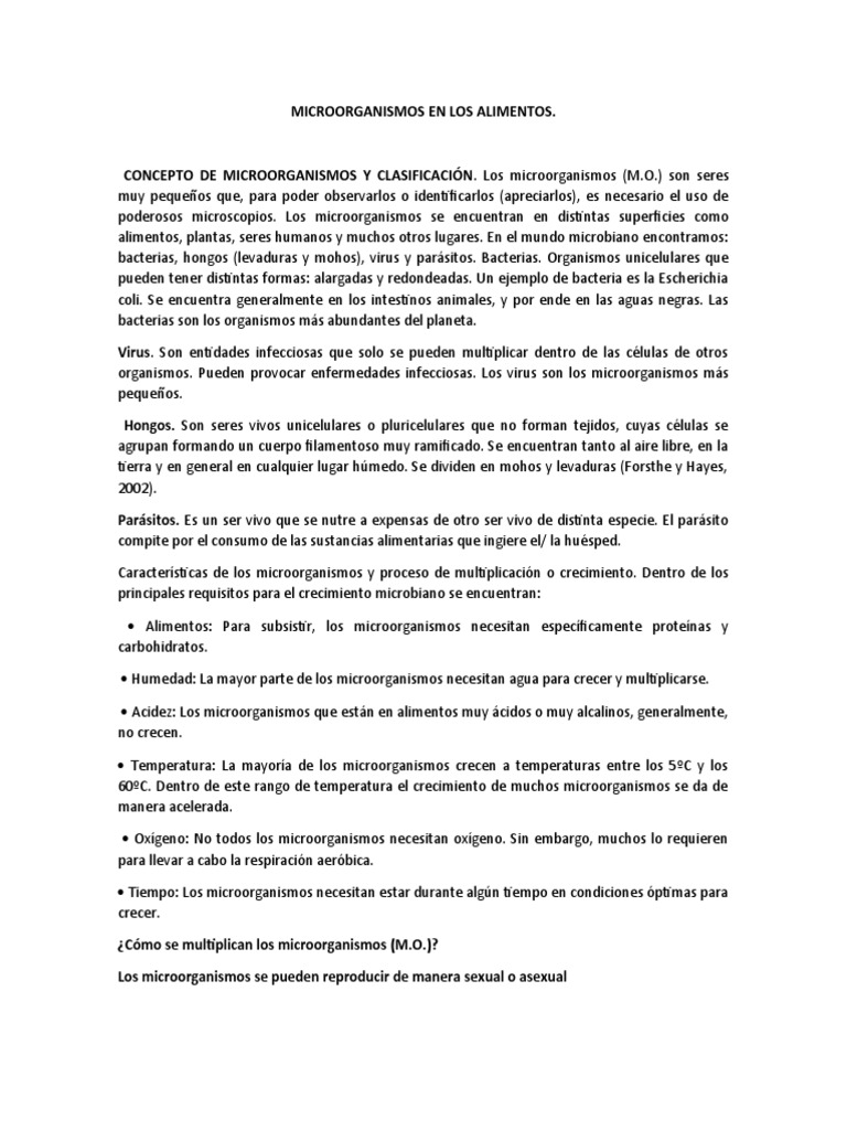 Microorganismos en Alimentos: Claves y Riesgos | PDF | Microorganismo ...
