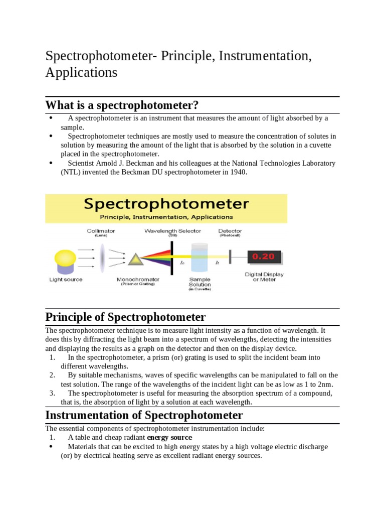 Spectrophotometer-Principle, Instrumentation, Applications: What Is A ...