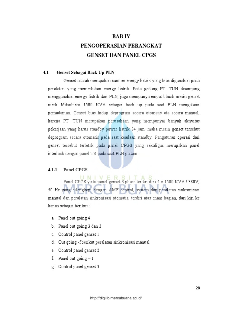 Operasi dan Fungsi Panel CPGS Genset | PDF | Komputer | Teknologi ...