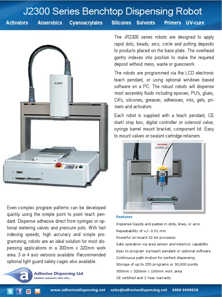 J2300 Benchtop Dispensing Robot | PDF | Adhesive | Silicone
