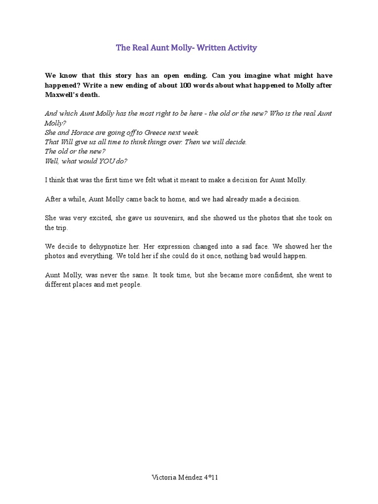 New Ending for Aunt Molly's Story | PDF | Young Adult | General Fiction