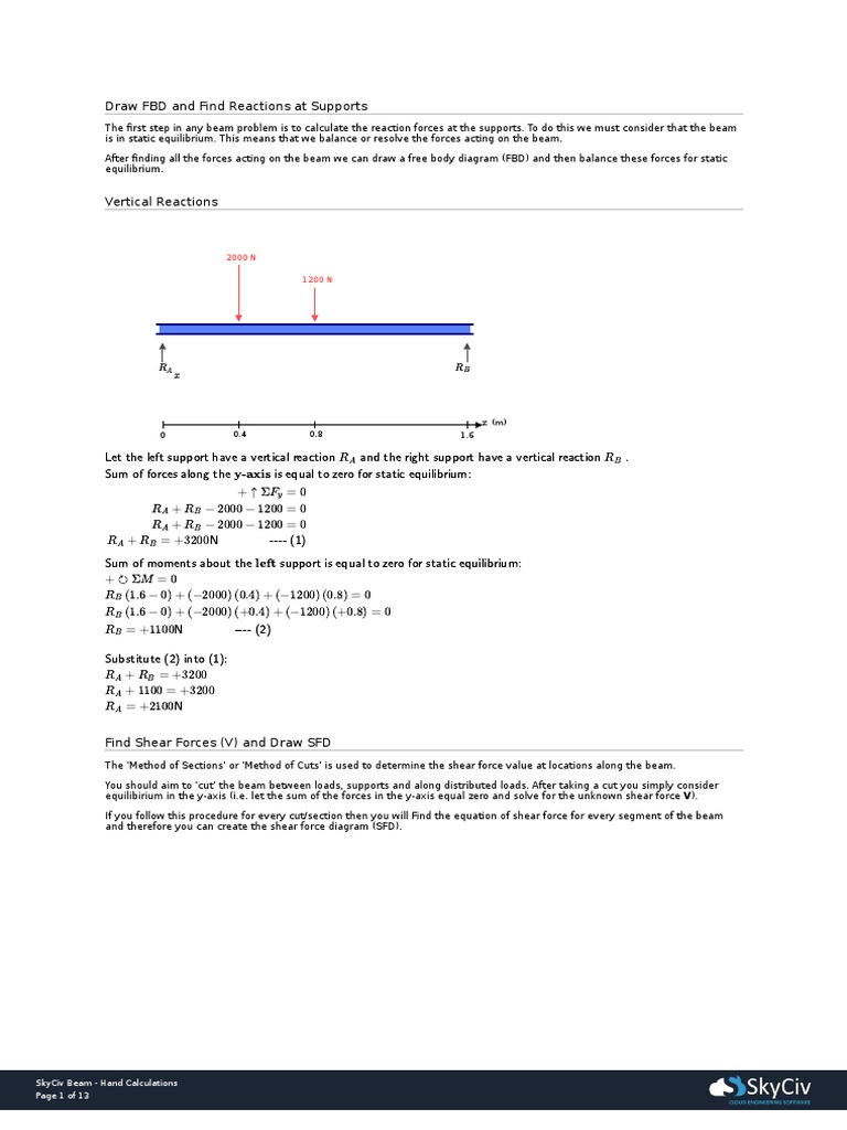 SkyCiv Beam Hand Calculations Guide | PDF | Bending | Beam (Structure)