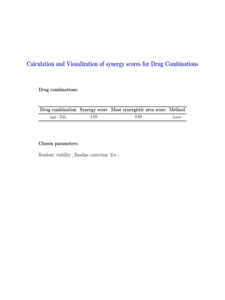 Drug Combination Synergy Score Analysis | PDF | Holism | Business Economics