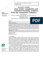 Consumer Safety Complaints and Organizational Learning Evidence From The Automotive Industry
