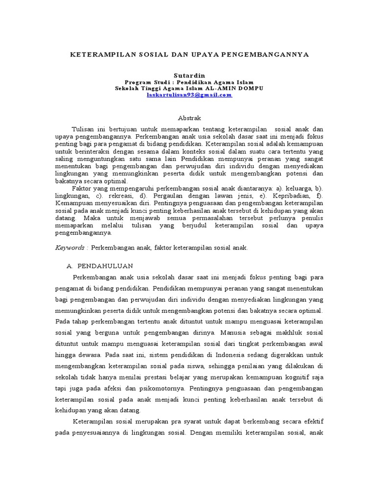 pendidikan informal pengembangan keterampilan sosial