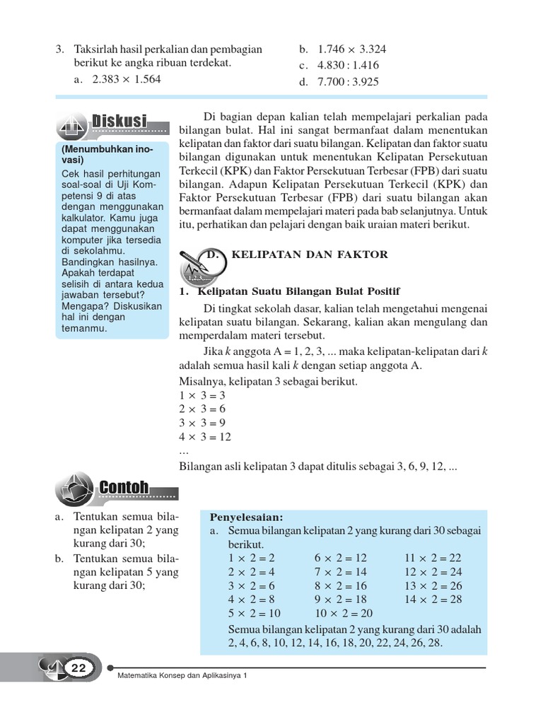 Kelas Vii Matematika Kpk Fpb Dan Perpangkatan Bilangan Bulat Pdf