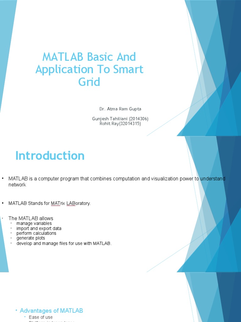Matlab Basic and Application To Smart Grid: Dr. Atma Ram Gupta Gunjesh ...