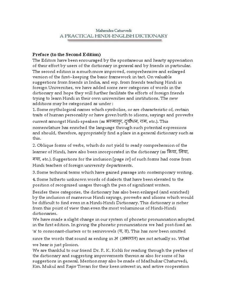 A Practical Hindi-English Dictionary Preface | PDF | Grammatical Gender ...
