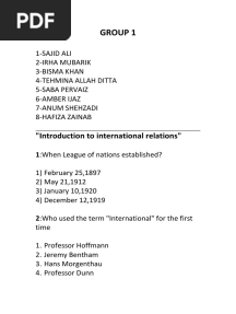 Introduction To International Relations MCQS