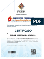 Certificado Educación Bolivia 2020