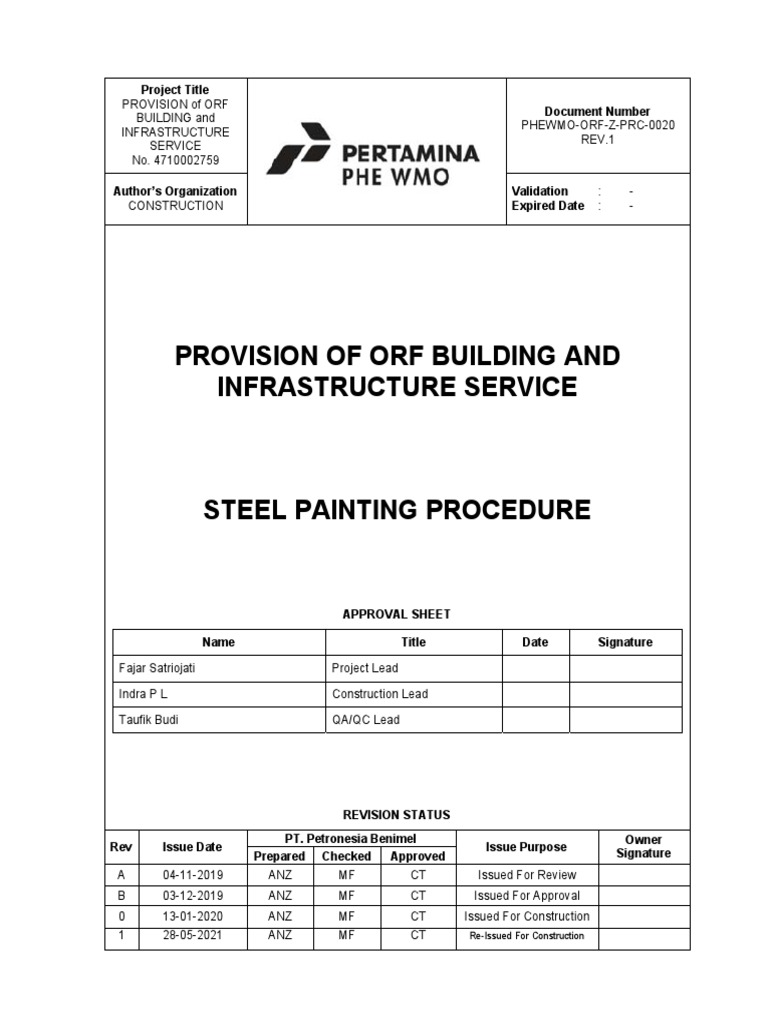 PHEWMOORFZPRC0020Rev.1 Steel Painting Procedure PDF