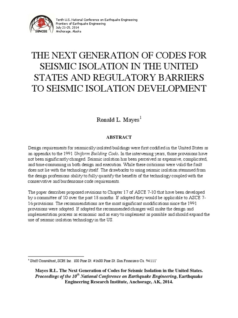 The Next Generation of Codes For Seismic Isolation in The United States ...