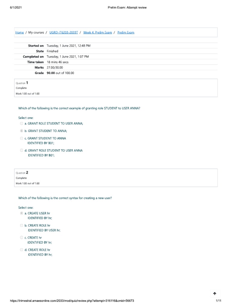 Database Management System 2-Perlim-Exam | PDF