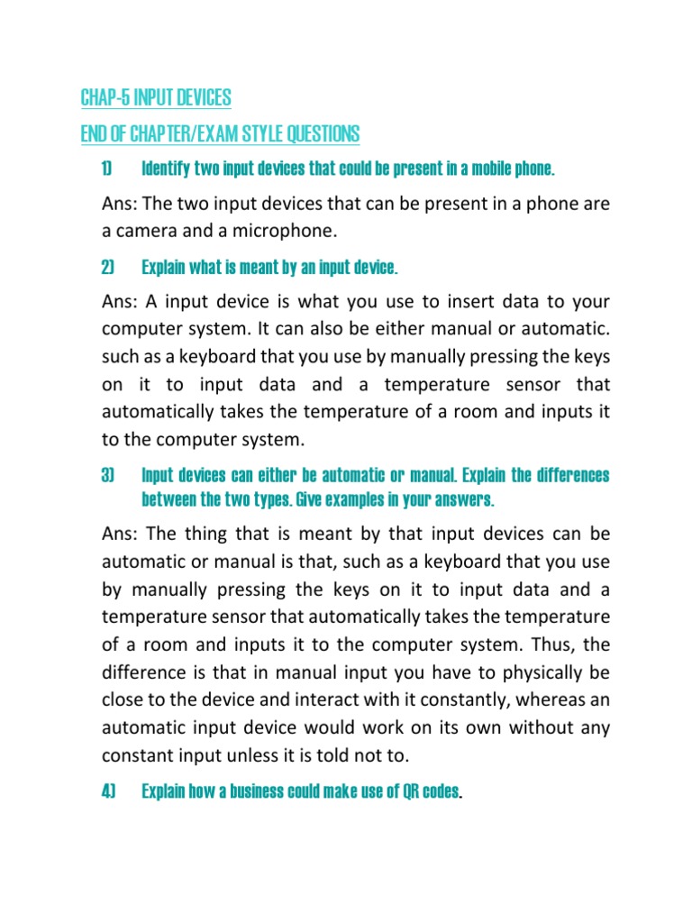 Input Devices: Manual vs Automatic Examples and Uses in Business | PDF ...