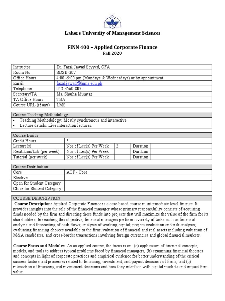 Applied Corporate Finance Course | PDF | Valuation (Finance) | Capital ...