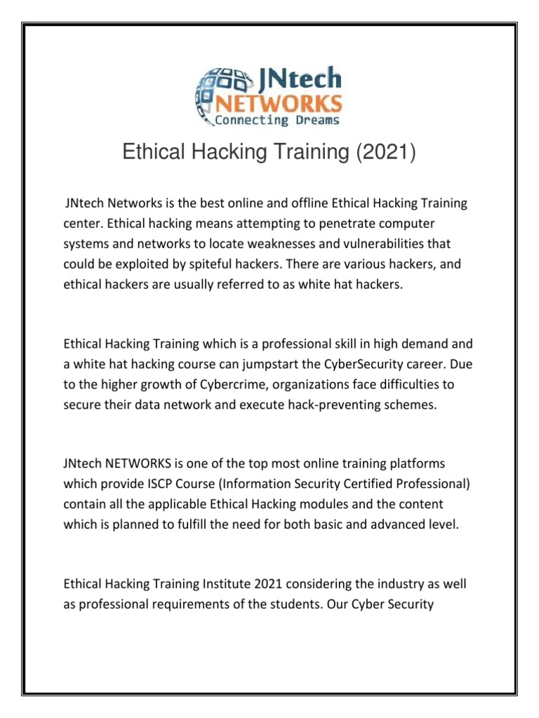 Ethical Hacking Training | PDF | Security Hacker | White Hat (Computer ...
