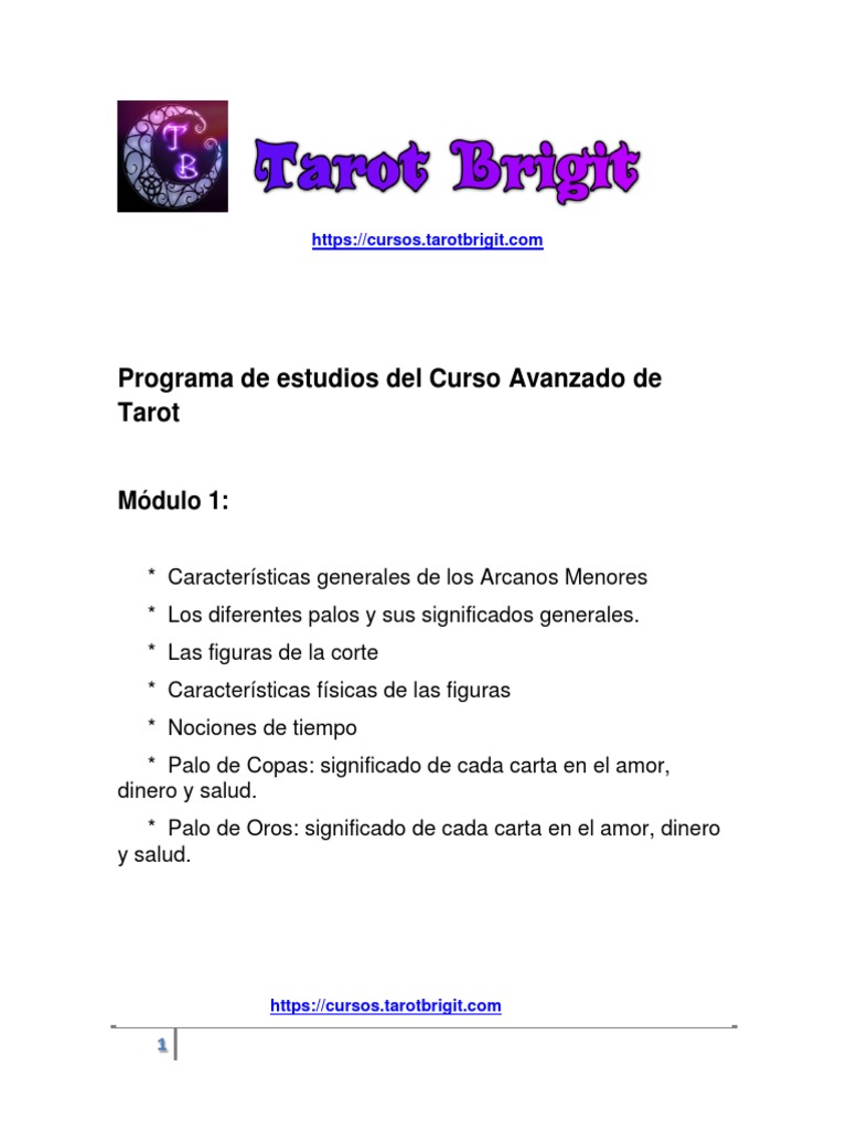 Curso Avanzado de Tarot Online y Presencial | PDF | Estudios de idiomas ...