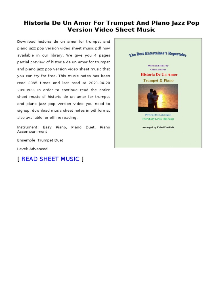 Historia de Un Amor For Trumpet and Piano Jazz PDF Sheet Music