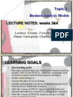 Topic 2: Business Analysis Models LECTURE NOTES: Weeks 3&4 LECTURE NOTES: Weeks 3&4