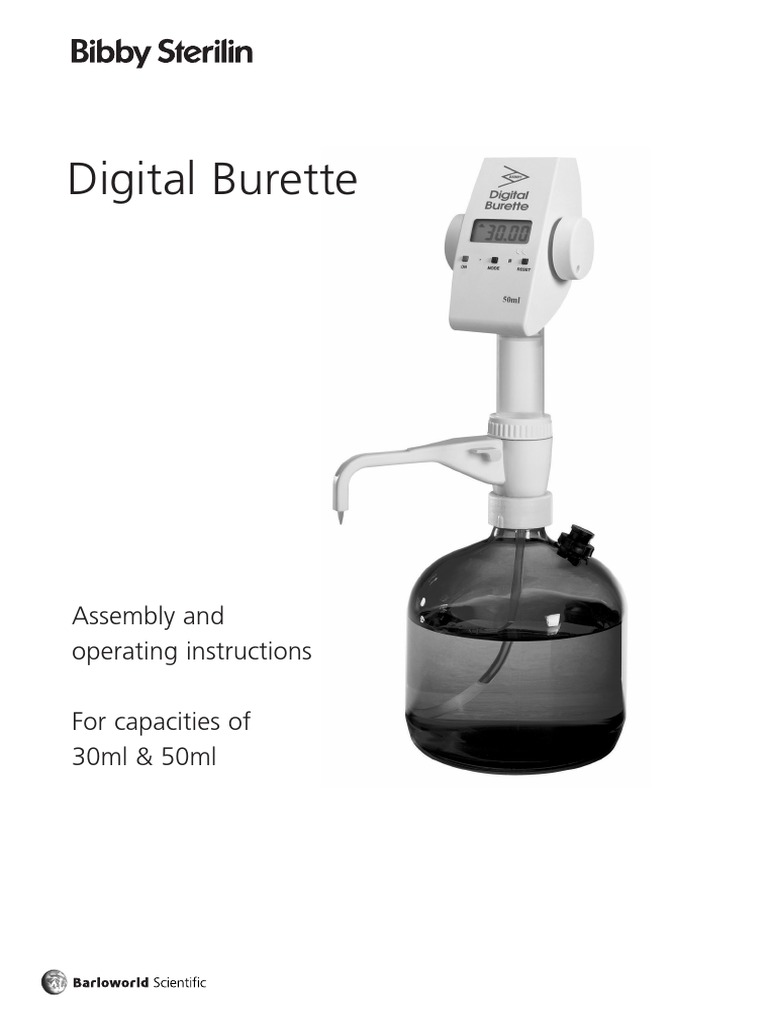 Digital Burette Assembly and Operating Instructions PDF Valve