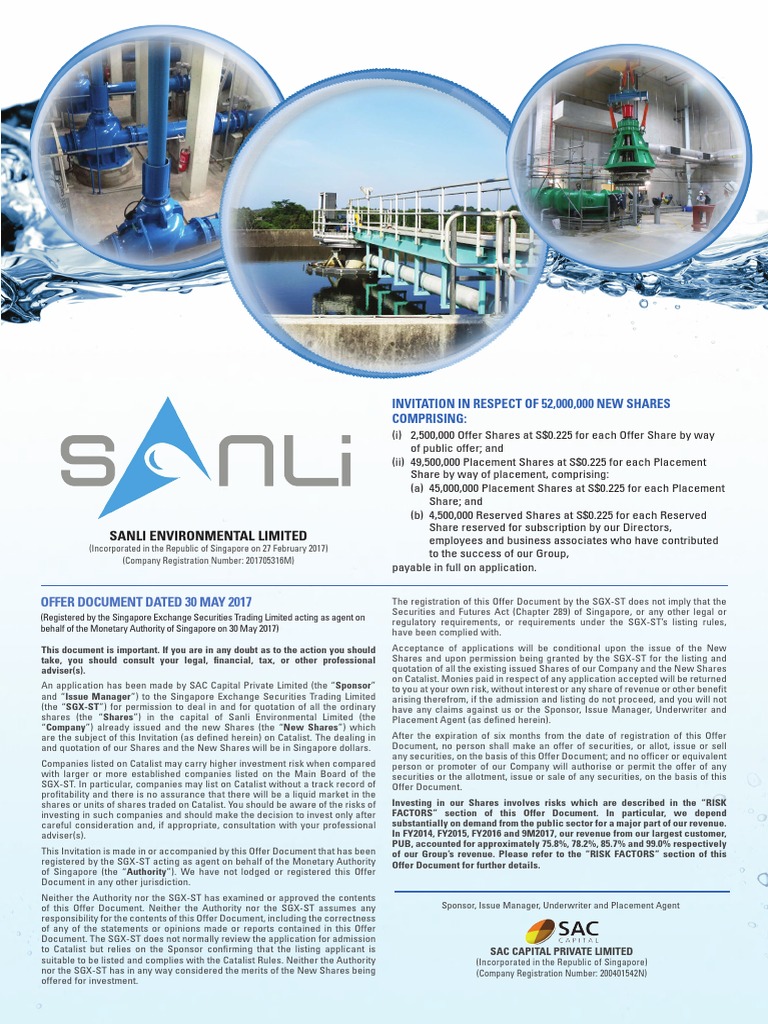 Sanli Environmental IPO Prospectus | PDF | Securities (Finance) | Water  Supply