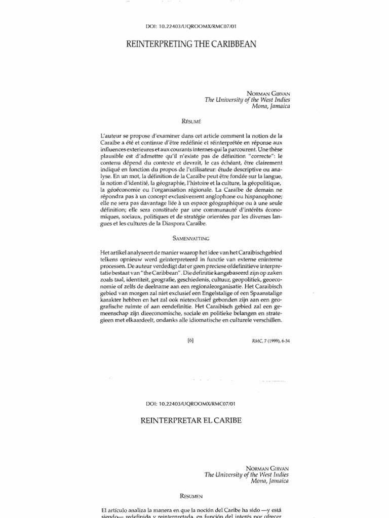 Norman Girvan-Reinterpretando El Caribe | PDF