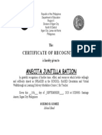 Anecita Juntilla Bation: Certificate of Recognition