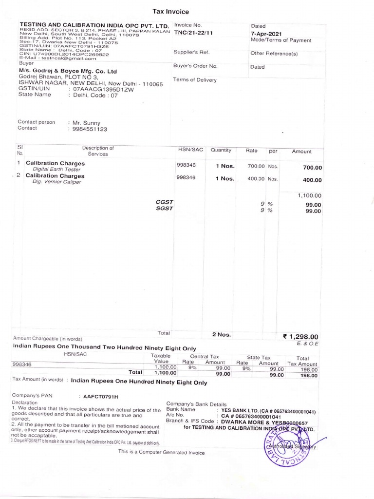 Invoice Calibration Pdf