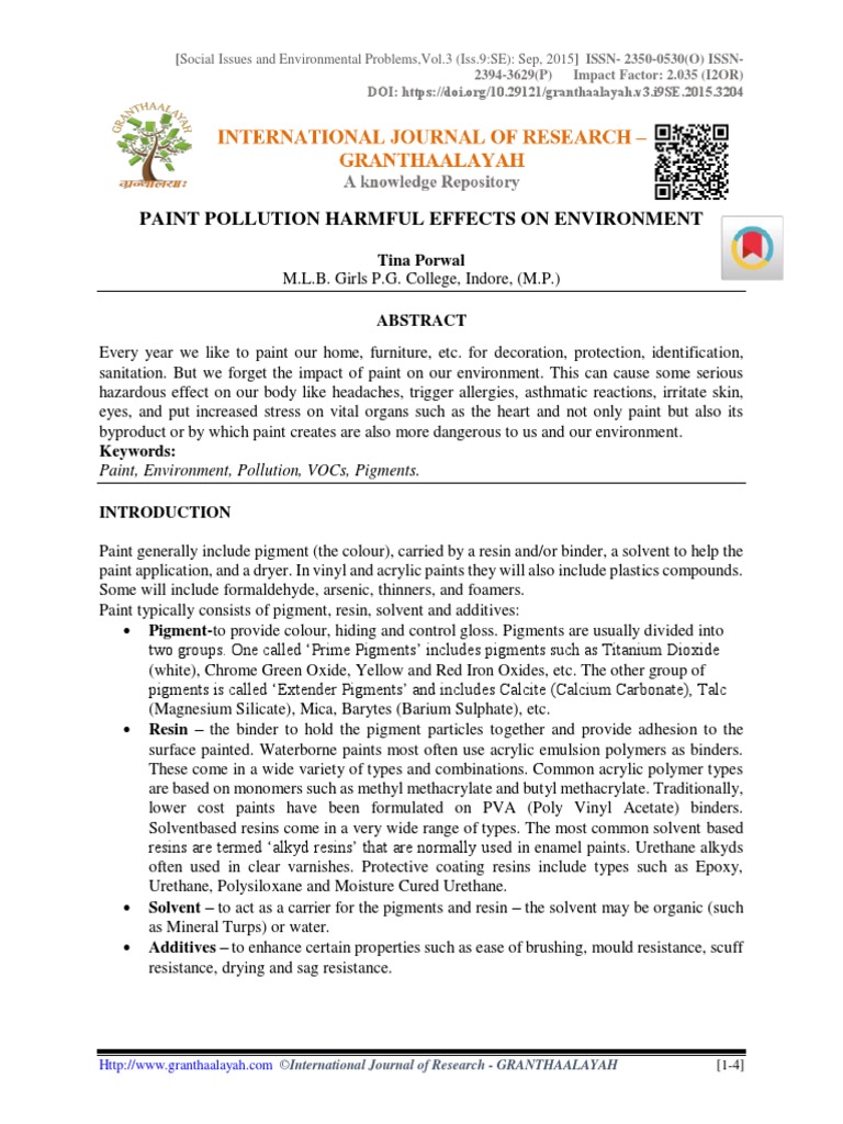 Paint Pollution Harmful Effects On Environment | PDF | Paint | Volatile ...