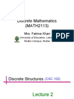 Discrete Mathematics (MATH2113) : Mrs. Fatima Khan