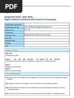 TTQ1: Assignment Brief - BTEC (RQF) Higher National Certificate (HNC Level 4) in Computing