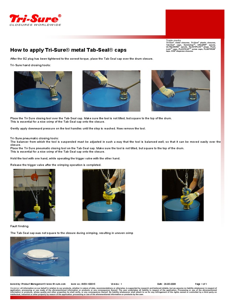 Brochure How To Apply The Metal Tab-Seal Cap | PDF | Valve | Equipment