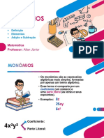 Monômios - Definição, elementos e operações