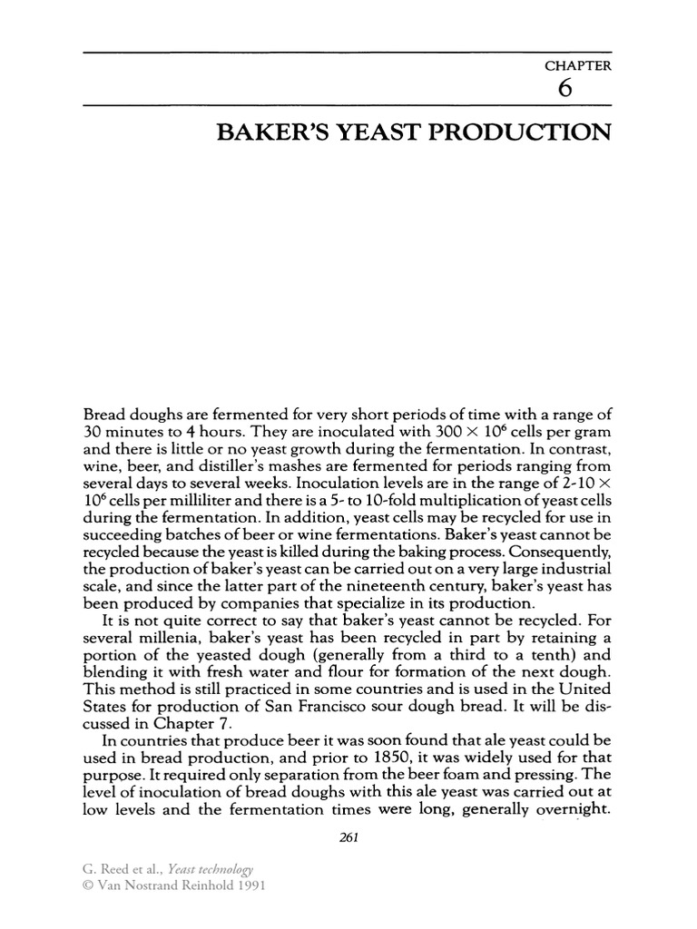 Baker'S Yeast Production G. Reed Et Al., Yeast Technology © Van