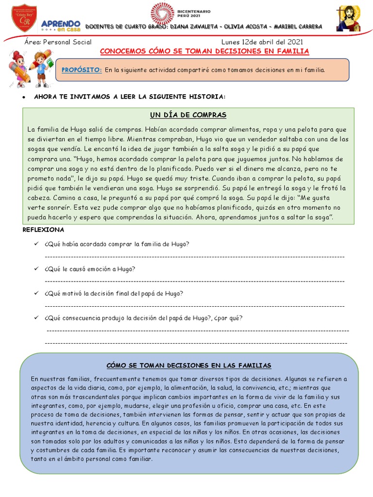 Semana 05 12 - 04-2021 Lunes Personal Social | PDF | Toma de decisiones ...