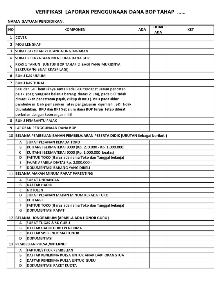 Contoh Kwitansi SPJ BOP PAUD | PDF