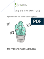 Ejercicios Tablas de Multiplicar