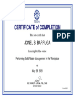 Performing Solid Waste Management in The Workplace - Certificate of Completion