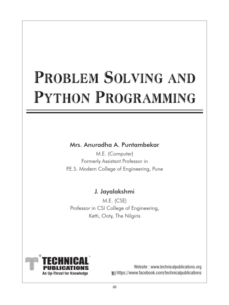 GE8151 - Problem Solving & Python Programming (Ripped From Amazon ...