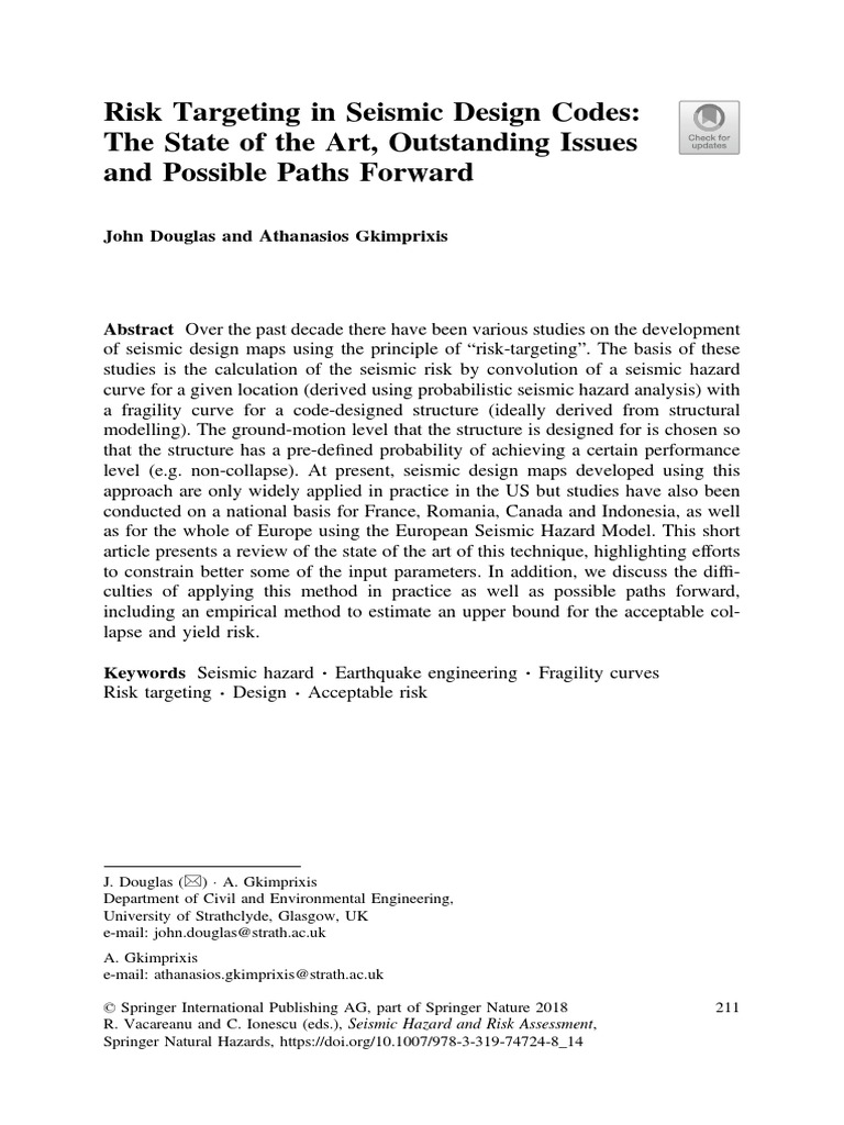 Risk Targeting in Seismic Design Codes: The State of The Art ...