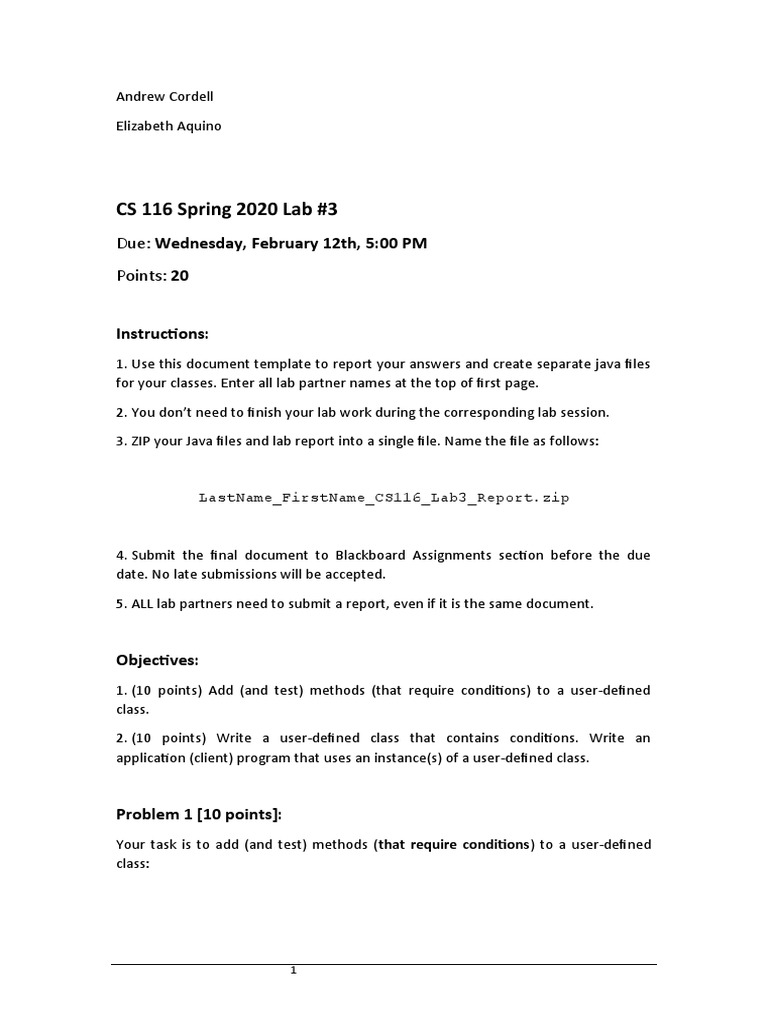 CS116 Lab 3: Java Date Class Implementation | PDF | Class (Computer ...