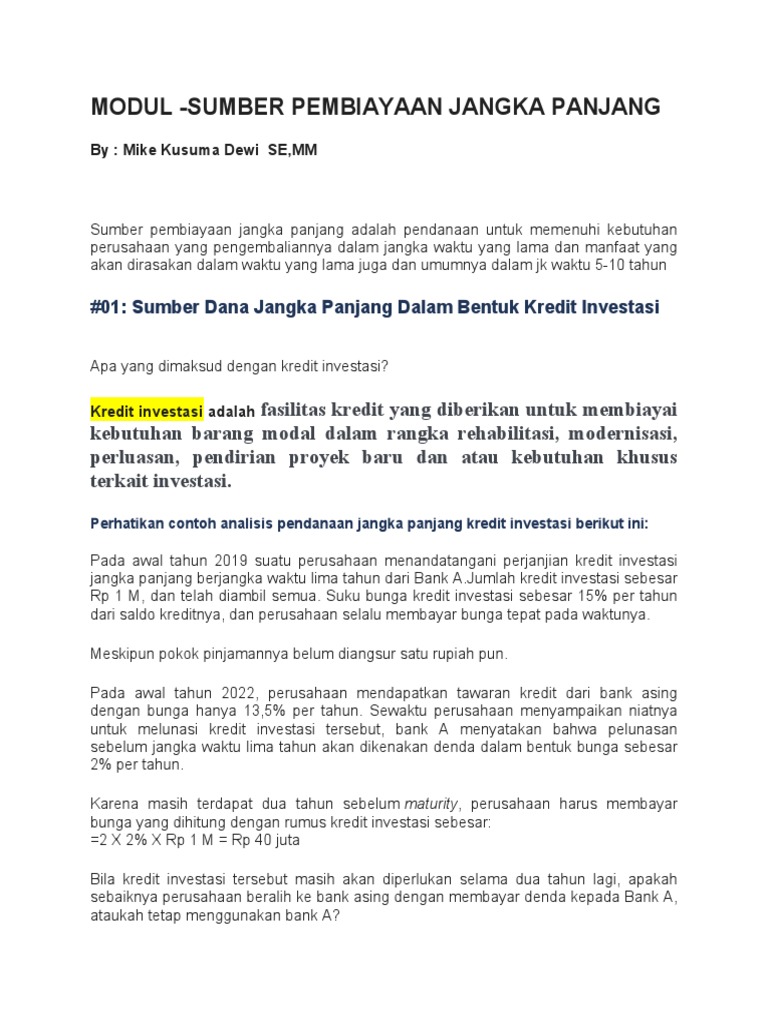 Pembiayaan Jangka Panjang: Konsep, Tujuan, dan Jenis