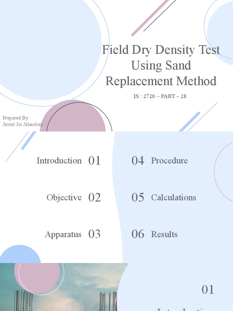 Sand Replacement Density Test Guide | PDF | Density | Metrology