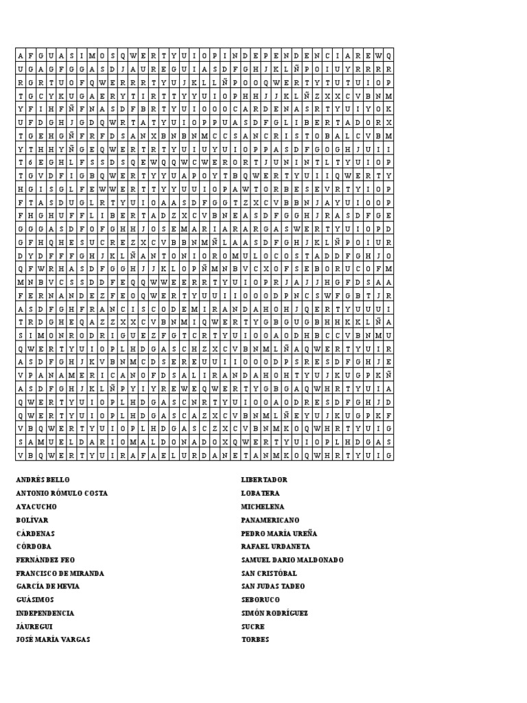 Sopa de Letras Municipios Del Tachira | PDF | América del Sur | America ...