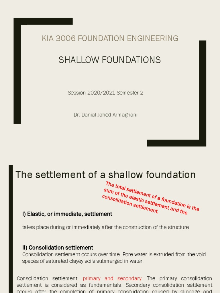 Shallow Foundation Settlement Analysis | PDF | Deformation (Engineering ...