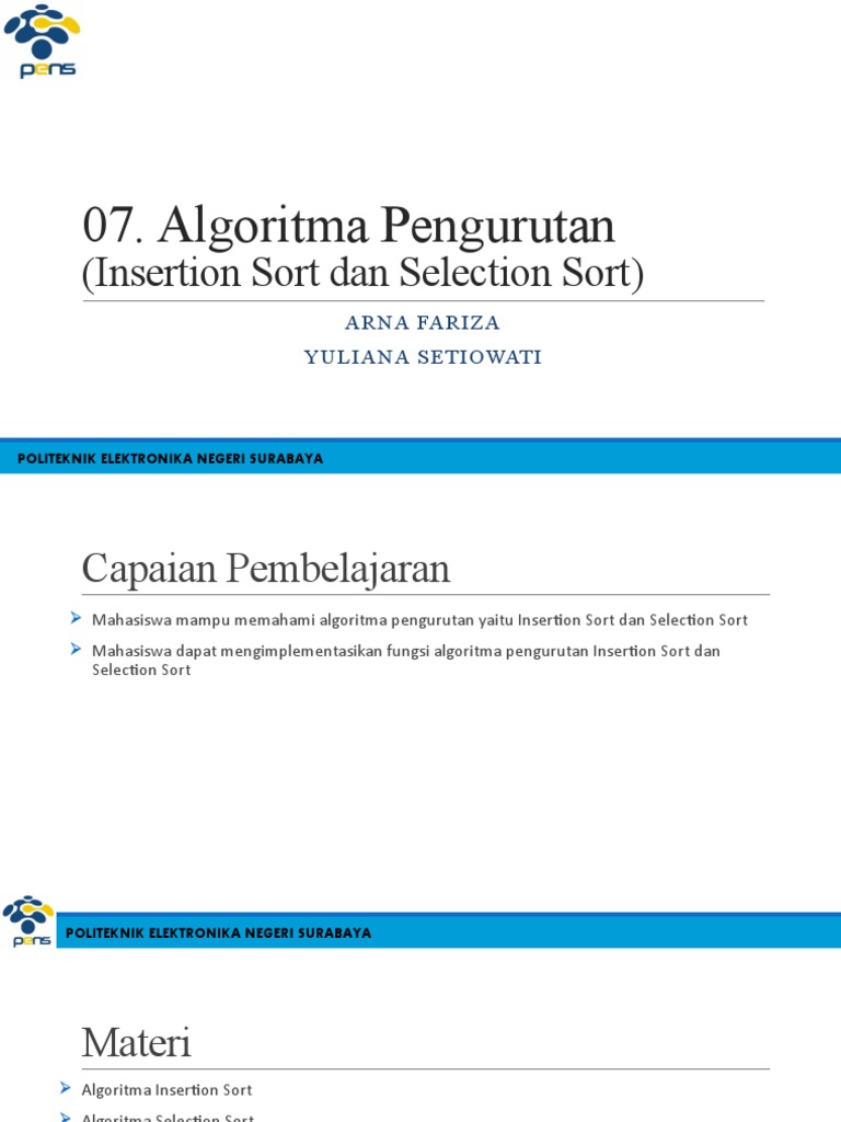 Algoritma Insertion dan Selection Sort | PDF