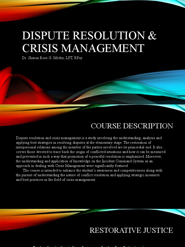 Dispute Resolution & Crisis Management Overview | PDF | Human Nature ...