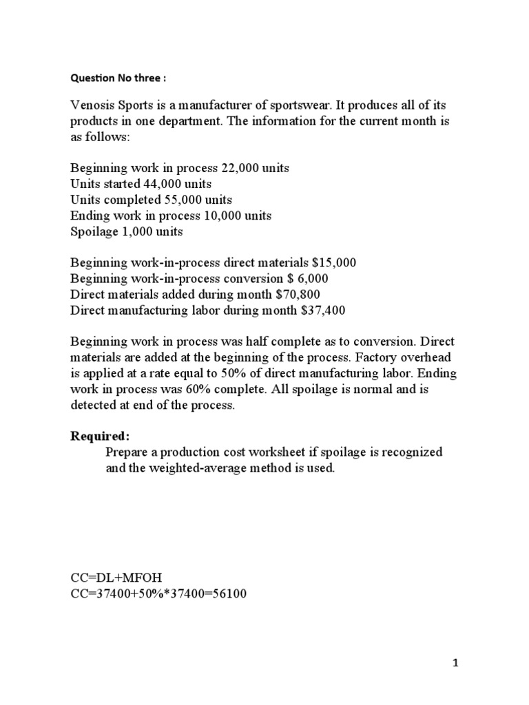 Chapter 18Spoilage, Rework and PDF Cost Of Goods Sold Management