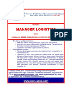 Required Manager Logistics